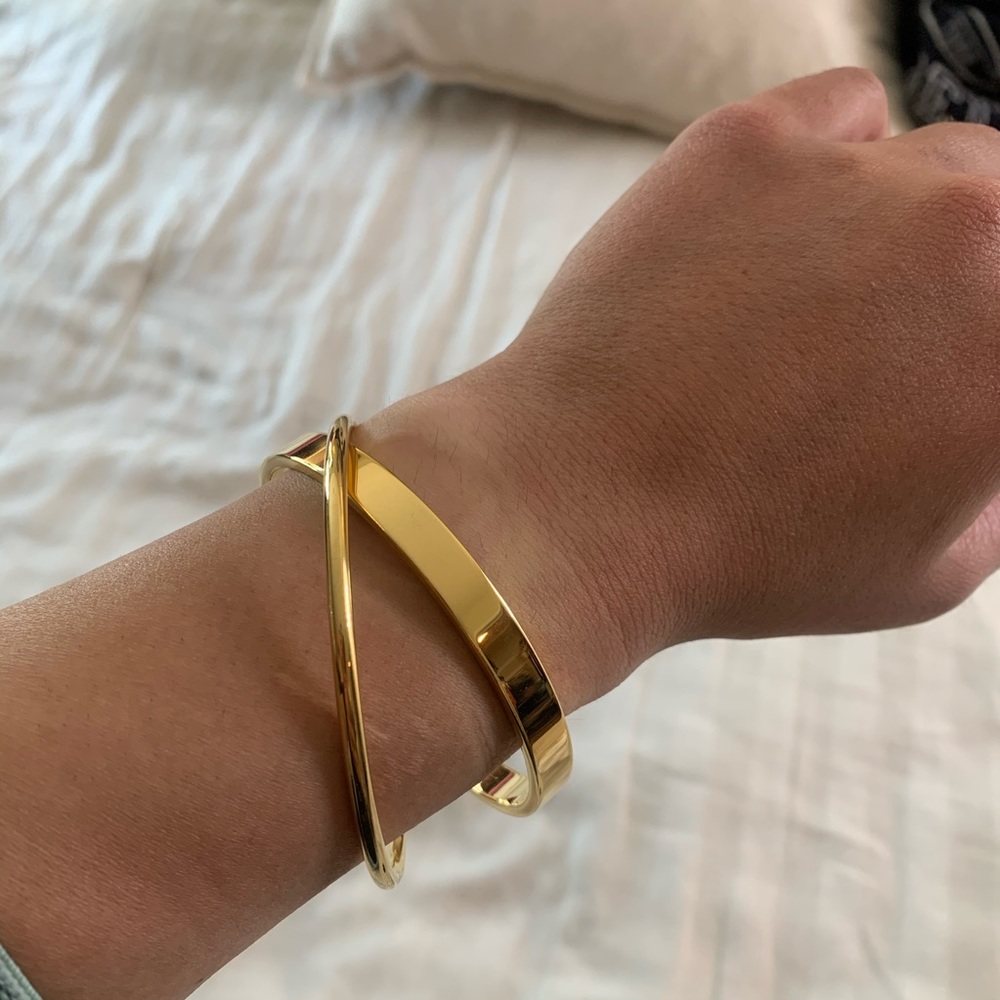 Double Looped Gold Bangle Bracelet